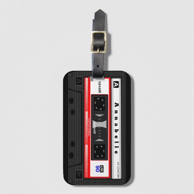 Étiquette À Bagage Cassette Old School Personnalisez  (Devant Vertical)