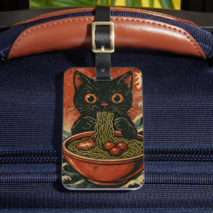 Étiquette À Bagage Cat Ramen Japonais drôle Graphisme Kawaii Cat Anim