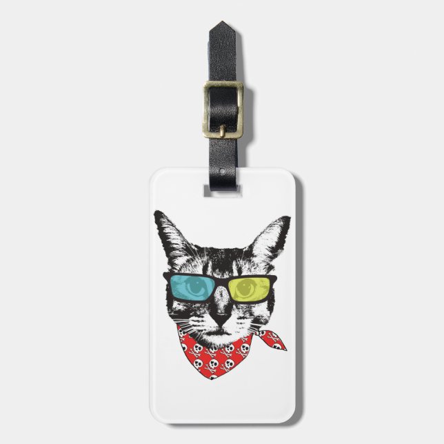 Étiquette À Bagage Cat with sunglass (Devant Vertical)