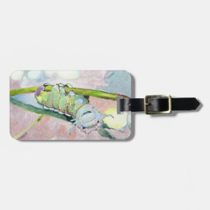 Étiquette À Bagage Caterpillar le plus heureux sur la feuille