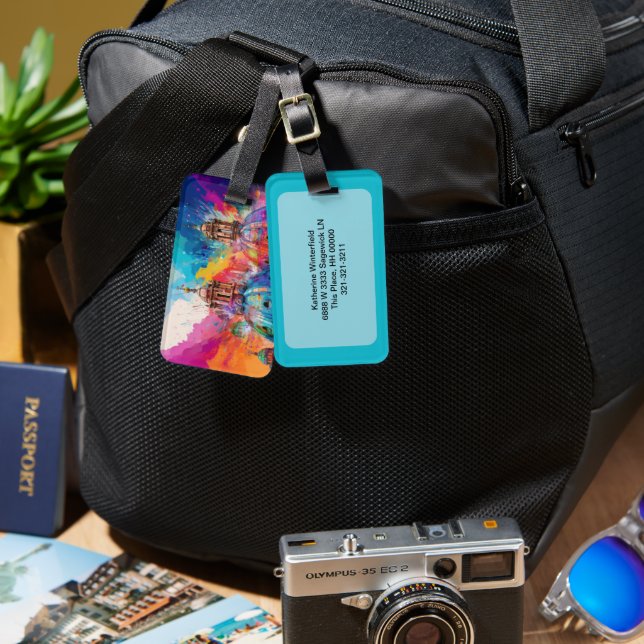 Étiquette À Bagage Cathédrale de Rome Art Abstrait (Recto & Verso)