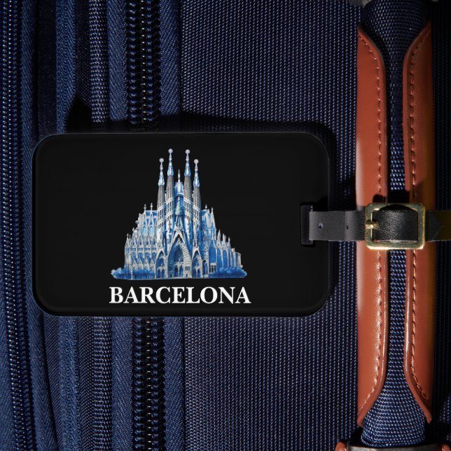 Étiquette À Bagage Cathédrale espagnole de Barcelone Vintage (Insitu Rectoal 4)