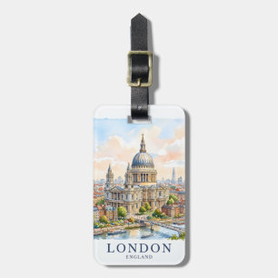Étiquette À Bagage Cathédrale St Paul personnalisée Londres Aquarelle