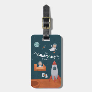 Étiquette À Bagage Catstronaut Whimsical dans l'espace, Chats sur Mar