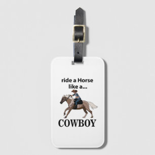 Étiquette À Bagage Cavalier de rodéo Monter un cheval comme un cowboy