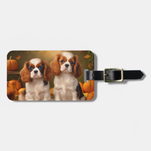 Étiquette À Bagage Cavalier King Charles Spaniel Chiot Citrouille d'a