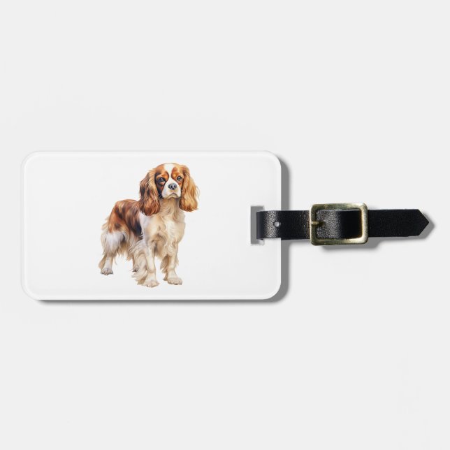 Étiquette À Bagage Cavalier King Charles Spaniel print Dog art print (Devant horizontal)