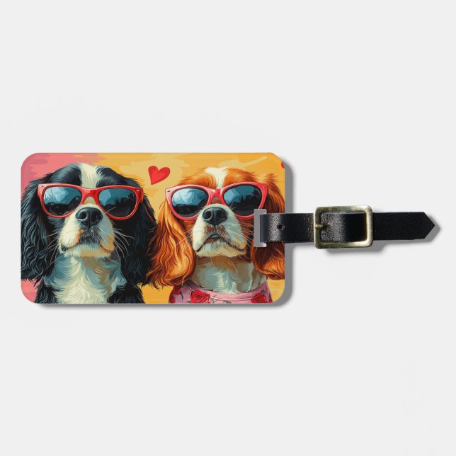 Étiquette À Bagage Cavalier King Charles Spaniel Saint-Valentin (Devant horizontal)