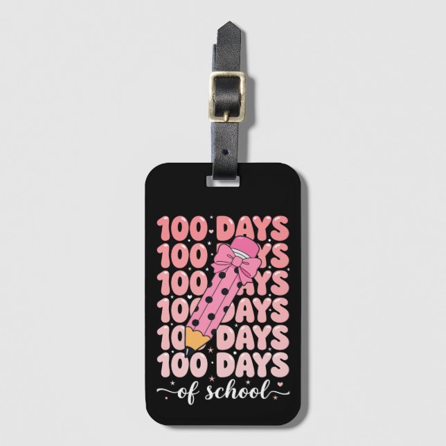 Étiquette À Bagage célébration des 100 jours d'école (Devant Vertical)