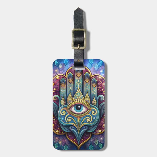 Étiquette À Bagage Celestial Hamsa  (Devant Vertical)
