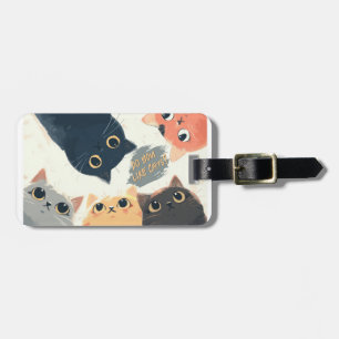 Étiquette À Bagage Cercle de chats mignons – Illustration de chat Kaw