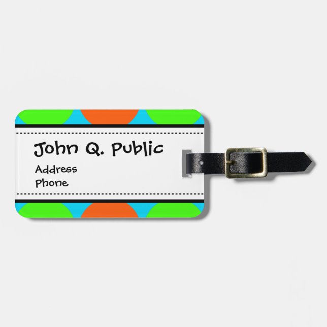 Étiquette À Bagage Cercle de Teal de jaune orange de vert de chaux (Devant horizontal)