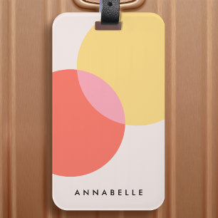 Étiquette À Bagage Cercles Abstraits modernes Rouge Jaune Rose Minima
