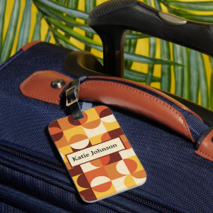 Étiquette À Bagage Cercles moitié milieu du siècle jaune orange perso