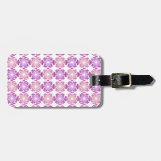 Étiquette À Bagage Cercles rose et violet motif (Devant horizontal)