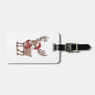 Étiquette À Bagage Cerf Animal Noël Cerf Chapeau de Père Noël Xmas