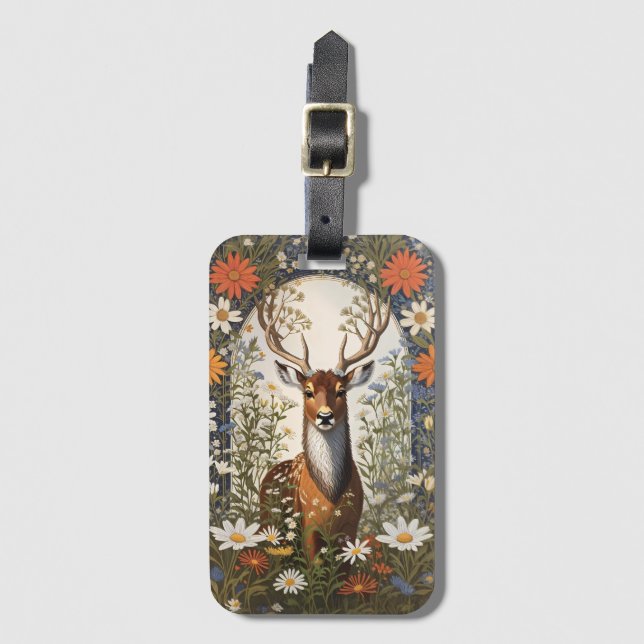 Étiquette À Bagage Cerf au milieu de la marguerite (Devant Vertical)