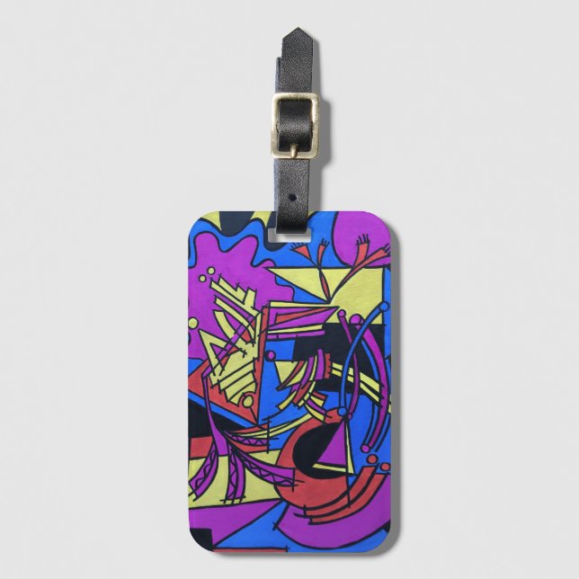 Étiquette À Bagage Cerveau droit Main gauche Cerveau peint art modern (Devant Vertical)