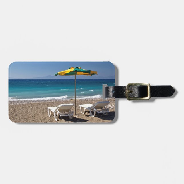 Étiquette À Bagage Chaises de plage et parasol – Été (Devant horizontal)