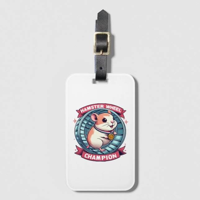 Étiquette À Bagage Champion de la roue de hamster (Devant Vertical)