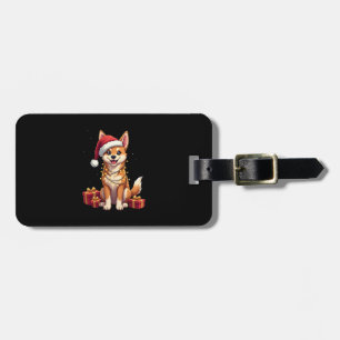 Étiquette À Bagage Chapeau de Père Noël éclairage Xmas drôle Tamaskan