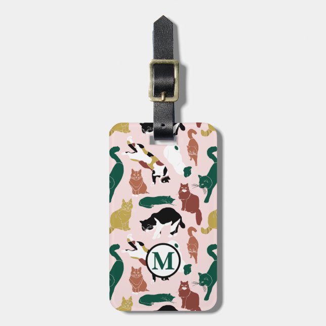 Étiquette À Bagage Charmant chats dessinés à la main sur arrière - pl (Devant Vertical)