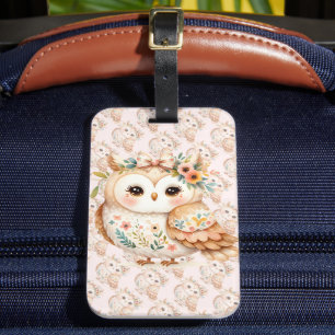 Étiquette À Bagage Charme de hibou floral Boho Cottagecore Farmcore