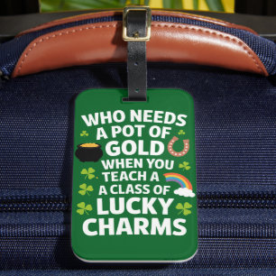 Étiquette À Bagage Charme de professeur trèfle chanceux de la Saint-P