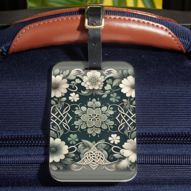 Étiquette À Bagage Charme floral du trèfle celtique (Insitu Rectoal 2)