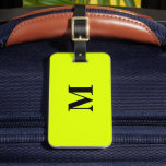 Étiquette À Bagage Chartreuse Fluorante Yellow Neon Color Monogramme<br><div class="desc">Monogramme initial et aussi des détails personnels comme nom,  adresse,  numéro de téléphone et e-mail que vous pouvez modifier. Conçu avec un beau arrière - plan de couleur jaune néon solide,  vous pouvez changer la couleur si vous le souhaitez. Idée cadeau de voyage cool pour lui ou elle.</div>