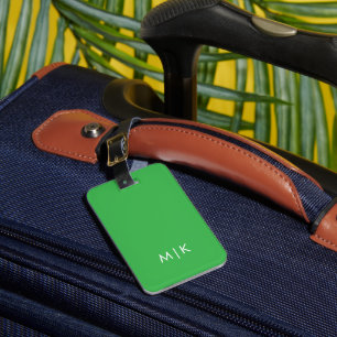 Étiquette À Bagage Chartreuse Vert et Blanc Monogramme moderne