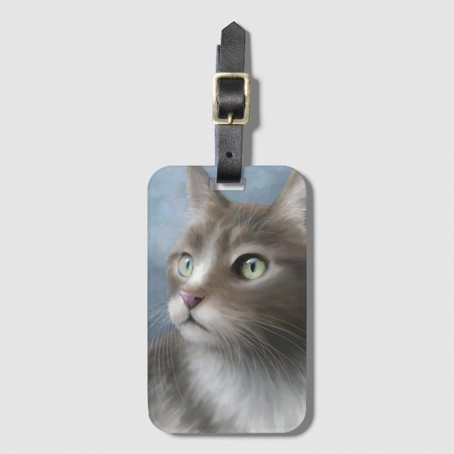 Étiquette À Bagage Chat 682 bleu (Devant Vertical)
