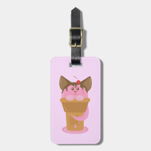 Étiquette À Bagage Chat à crème glacée fraise