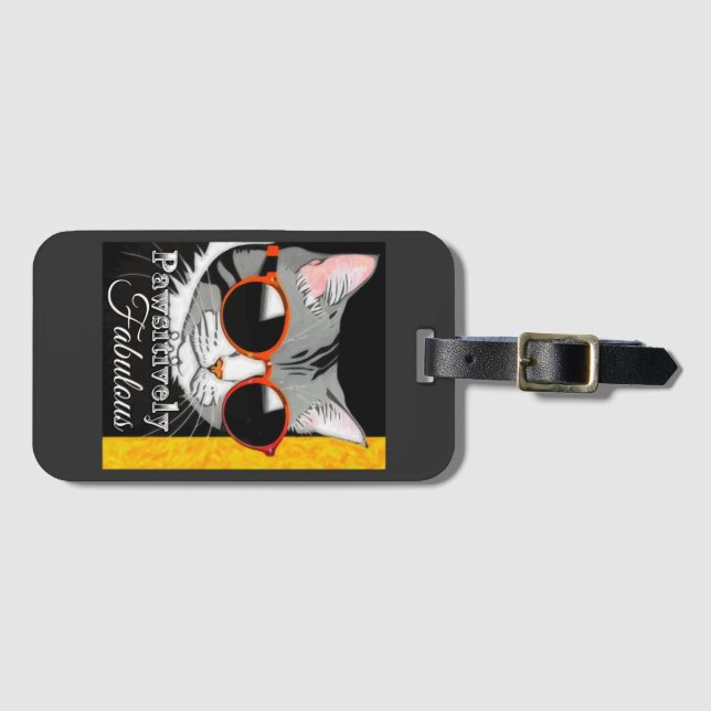 Étiquette À Bagage Chat à la mode (Devant Horizontal)