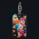 Étiquette À Bagage Chat à pizza de l'espace amusant<br><div class="desc">Drôle et fou design pour un cadeau cool !</div>