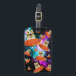 Étiquette À Bagage Chat à pizza de l'espace amusant<br><div class="desc">Drôle et fou design pour un cadeau cool !</div>