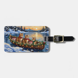 Étiquette À Bagage Chat abyssin Noël Bateau Vacances