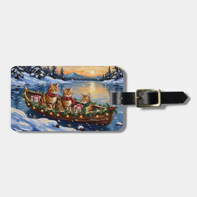 Étiquette À Bagage Chat abyssin Noël Bateau Vacances (Devant horizontal)