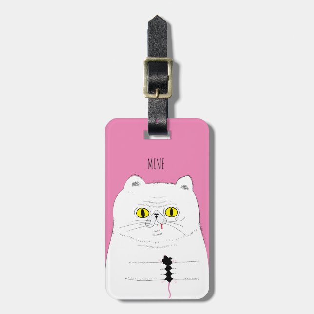 Étiquette À Bagage Chat avec le dessin drôle de souris (Devant Vertical)