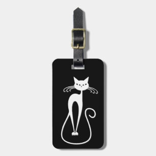 Étiquette À Bagage Chat Blanc Maigre Fantaisiste