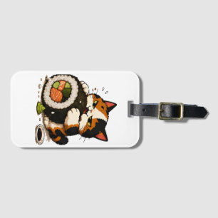 Étiquette À Bagage Chat calico grincheux amateur de sushi