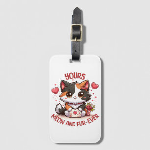 Étiquette À Bagage Chat calicot adorable pour la Saint-Valentin