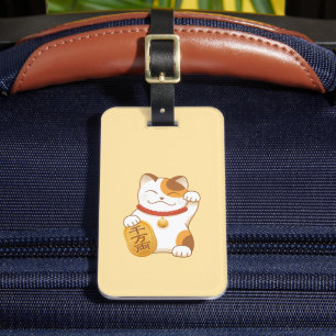 Étiquette À Bagage Chat chanceux japonais, Calico Maneki Neko