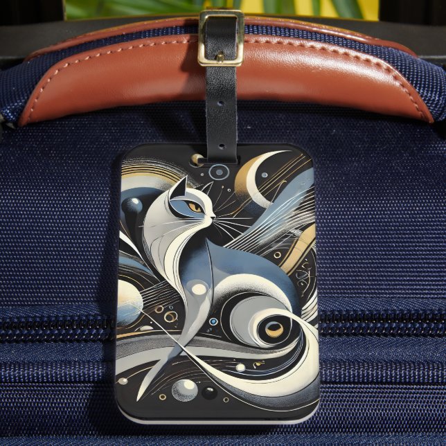 Étiquette À Bagage Chat cosmique Sac à corde céleste Abstrait (Insitu Rectoal 2)