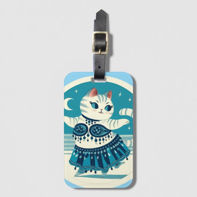 Étiquette À Bagage Chat Danseuse du Ventre                           (Devant Vertical)