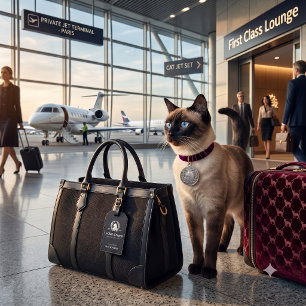 Étiquette À Bagage Chat d'Argent en Argent Français Personnalisé