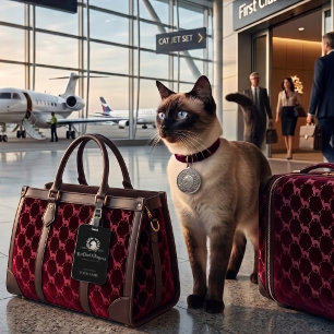 Étiquette À Bagage Chat d'Argent en Argent Français Personnalisé