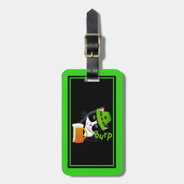 Étiquette À Bagage Chat de la Saint Patrick (Devant Vertical)