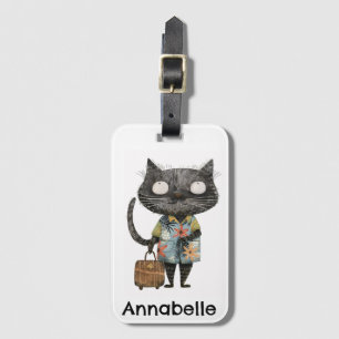 Étiquette À Bagage Chat de voyage personnalisé