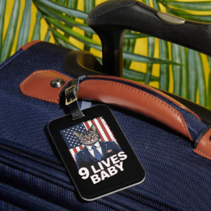 Étiquette À Bagage Chat en suite avec Trump cheveux American Flag 9 v